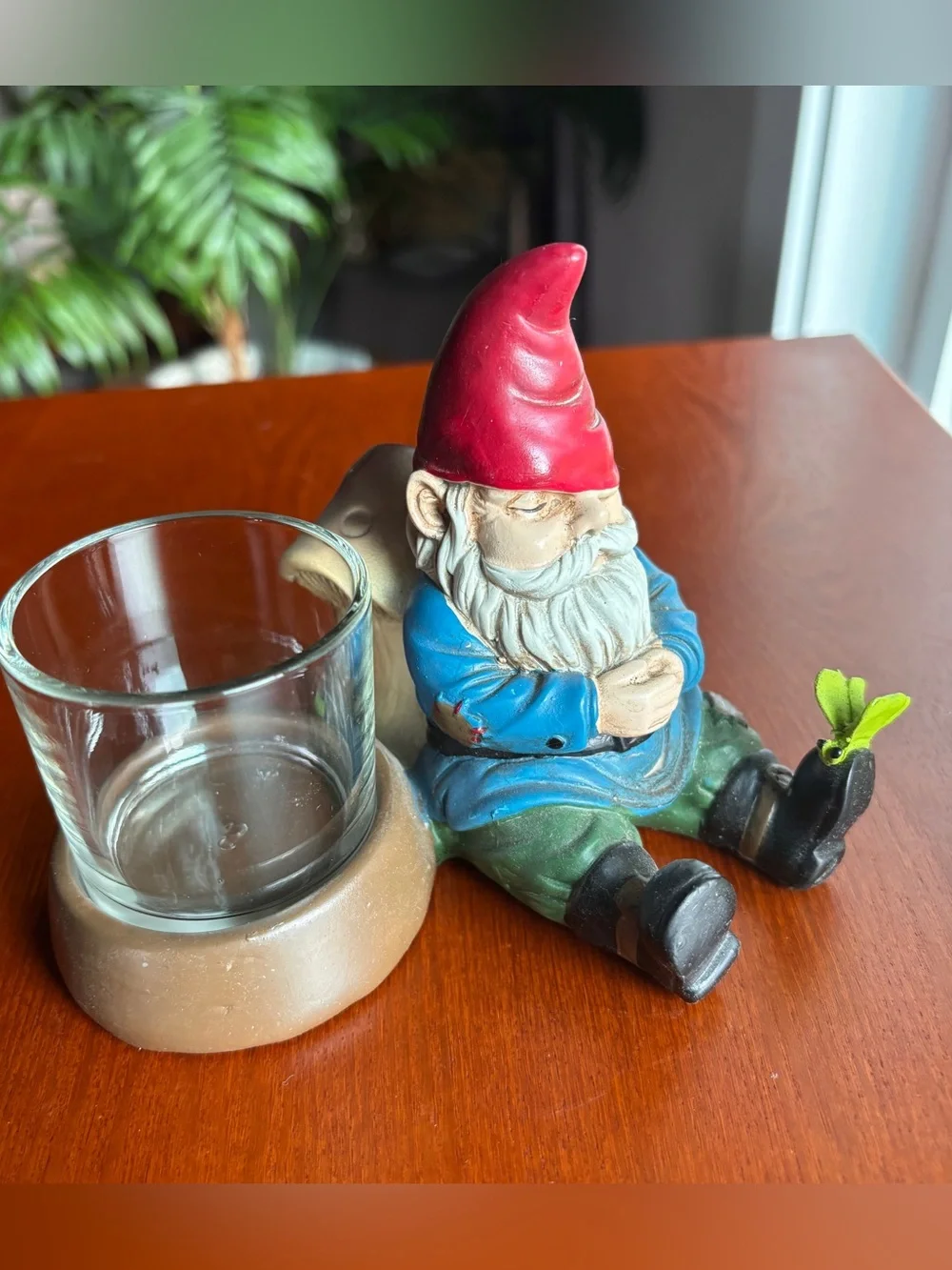 PartyLite Gnome Candle Holder Glass